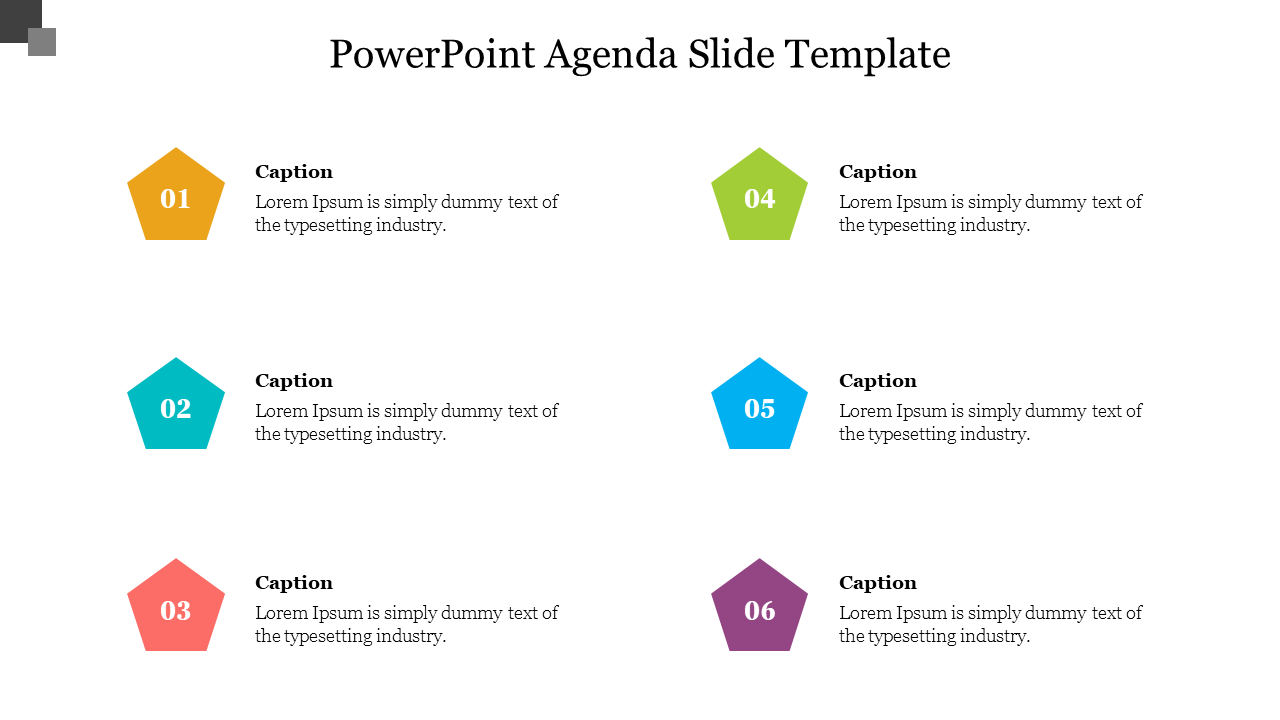 Free - Pentagon PowerPoint Agenda Slide Template